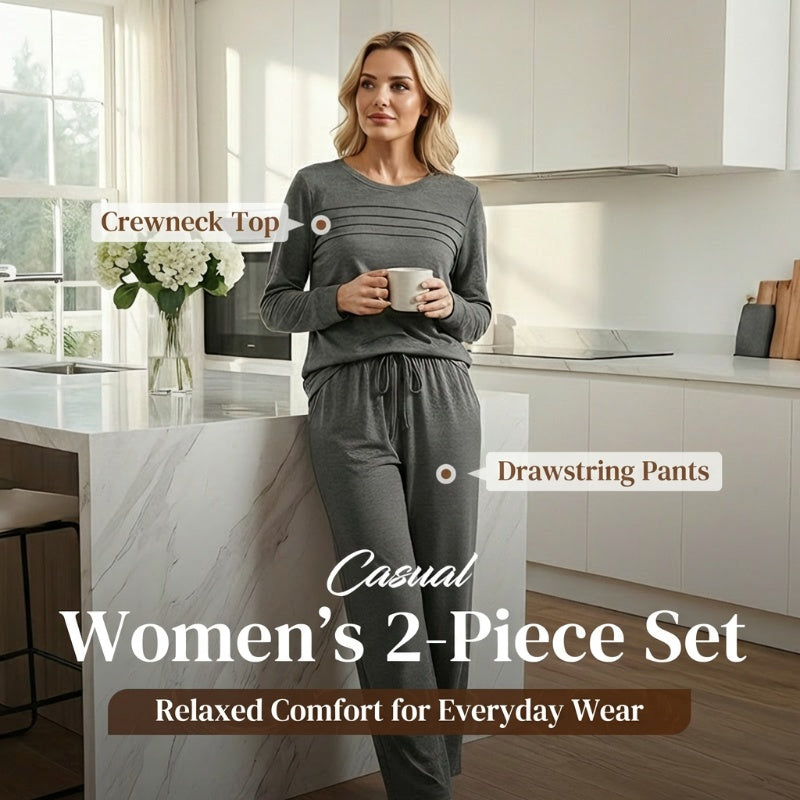 🔥LAST DAY SALE 60% OFF✨💐Women's Crew Neck Top & Drawstring Pants Set