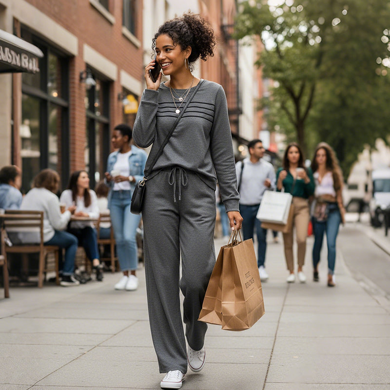 🔥LAST DAY SALE 60% OFF✨💐Women's Crew Neck Top & Drawstring Pants Set