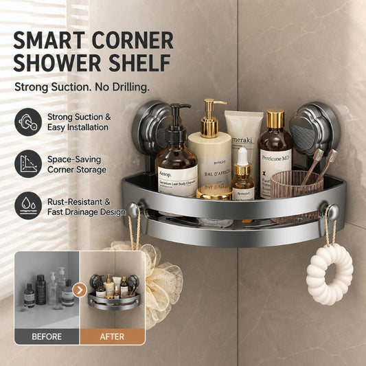 Zorvely™Strong Suction Bathroom Corner Shelf