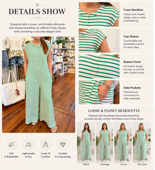 Everyday Striped Wide Leg Jumpsuit