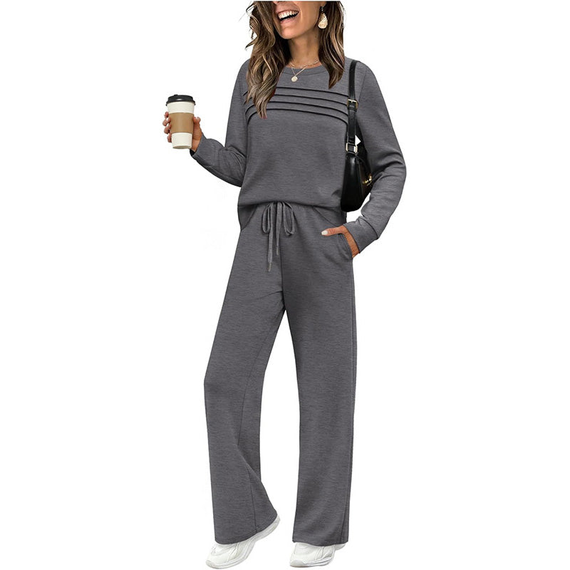 🔥LAST DAY SALE 60% OFF✨💐Women's Crew Neck Top & Drawstring Pants Set