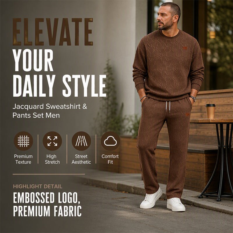 Men’s Two-Piece Set – Letter-Pattern Crewneck &amp; Straight-Leg Pants