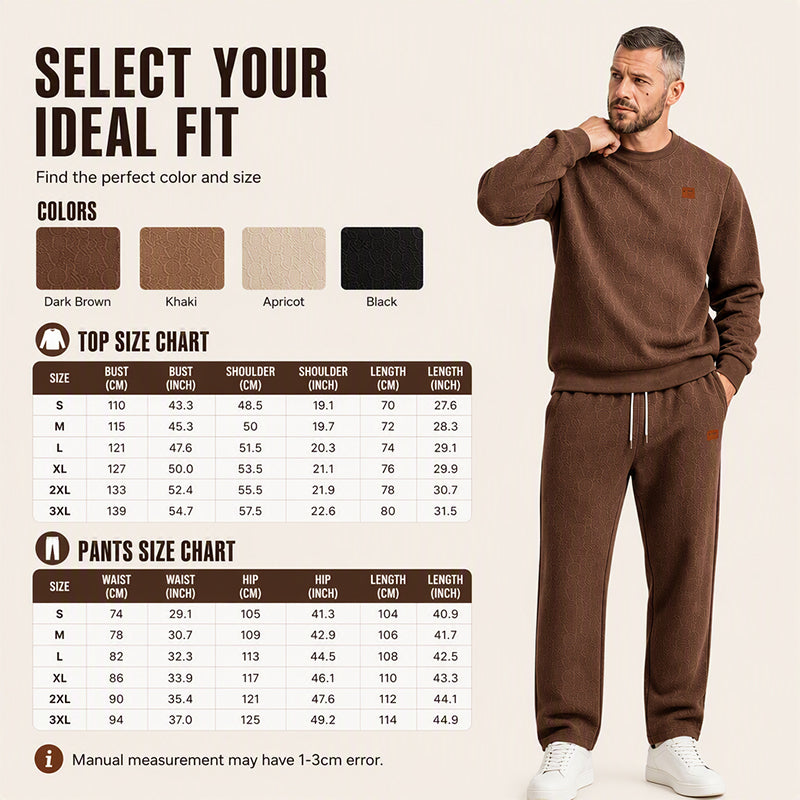 Men’s Two-Piece Set – Letter-Pattern Crewneck &amp; Straight-Leg Pants